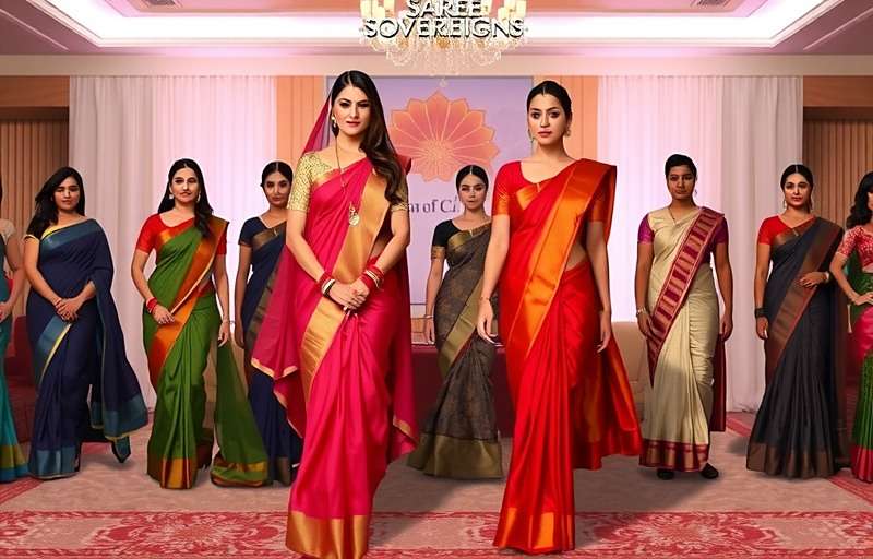 Saree Sovereigns real-world event featuring a traditional saree fashion show with players as models